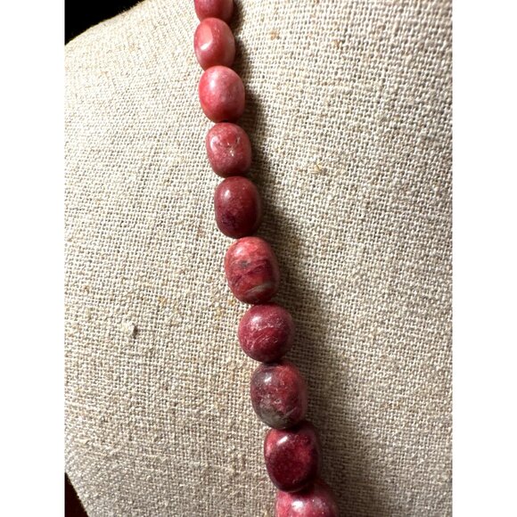 Jay King Mine Finds Thulite Nugget Bead Necklace Sterling Silver Pink Gemstone - Picture 2 of 9